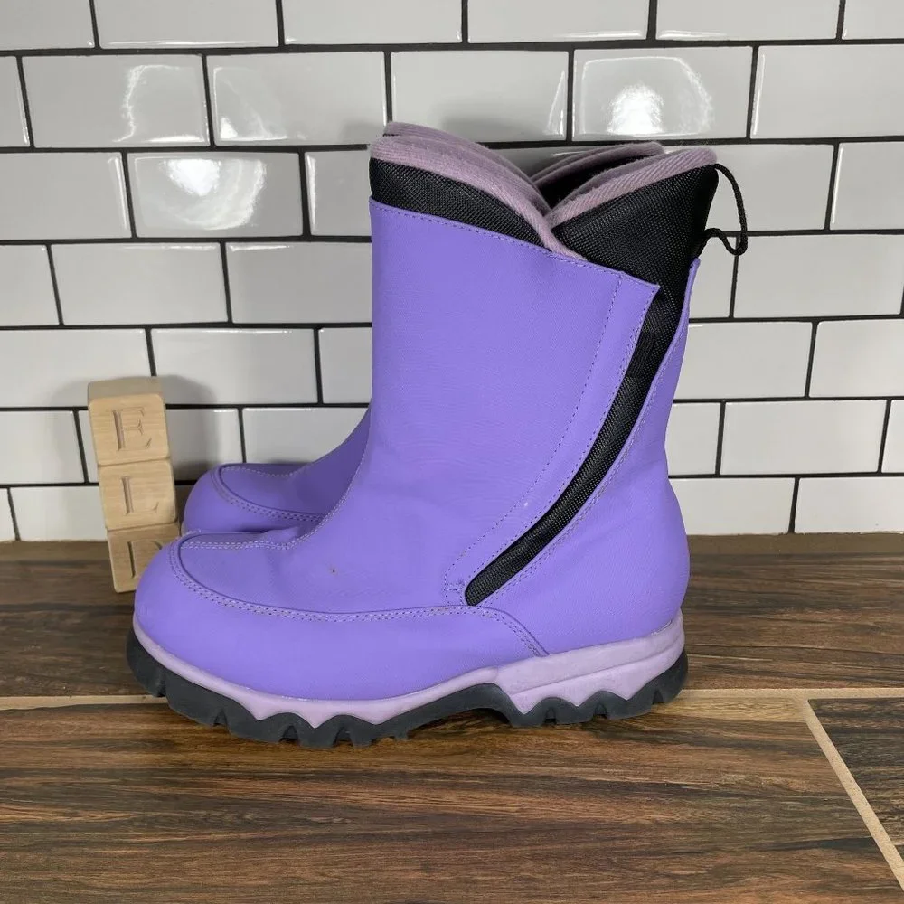 Lands' End Girls Purple Warm Insulated Snow Rain Boots 78534 Size 6 M